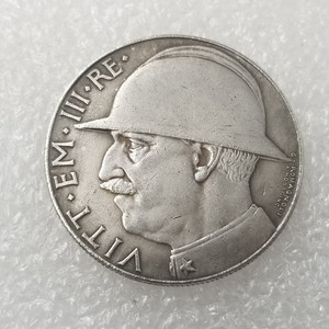 Riproduzione Moneta Antica d'Italia <span class=keywords><strong>20</strong></span> <span class=keywords><strong>Lire</strong></span> 1928 Vittorio Emanuele III KM 70 10º Anniversario Moneta in Rame - Product Image 6