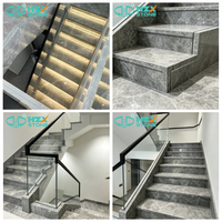HZX Pierre naturelle marbre gris design moderne surface polie durable écologique imperméable hôtels villas salles de bain escaliers