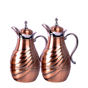 فاخر 1 لتر + 0.75 لتر عربي حراري ترمس ماء شاي فراغي وعاء قهوة أوربي مع إبريق شاي داخلي من الزجاج مع بطة منقار - Product Image 1