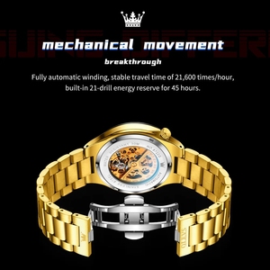 Montre homme OLVES 6722, livraison directe, montre mécanique automatique squelette de luxe, étanche, lumineuse, en acier inoxydable. - Product Image 6