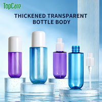 Bouteille PET en forme de capsule unique de 100 ml et 240 ml avec tête de pompe assortie et capuchon de protection pour le remplissage de sérum de soin de la peau, sérigraphiée