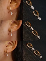 Lerca Boucles d'oreilles créoles en or massif 18 carats avec diamant de laboratoire marquise flottant, perçage laser, taille intérieure 6mm 9mm, pour femme, bijoux fins