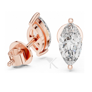 Pendientes de Diamante Cultivado en Laboratorio con Corte Marquesa, Engaste en Oro Amarillo con Puntas en V y Cierres de Rosca Seguros, Elegantes y Minimalistas - Product Image 6