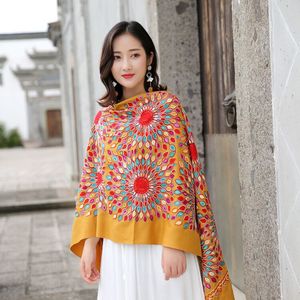 Écharpe d'hiver brodée <span class=keywords><strong>pour</strong></span> femme, douce et chaude, effet cachemire, avec pompons, collection 2025, vente chaude en gros - Product Image 4
