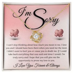 Collier Pendentif Nœud d'Amour Classique en Cuivre Personnalisé avec Carte Texte – Cadeau de Pardon et de Réconciliation pour Partenaire - Product Image 2