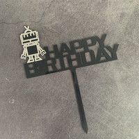 Décorations de gâteau en acrylique en forme de robot et d'engrenages, thème mécanique, sans piles incluses, fournitures pour fête d'anniversaire de garçons