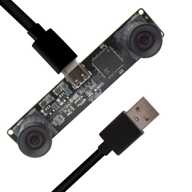 ELP 2MP Global Shutter Monochrome Black/White High Speed USB Camera Module 120fps No Distortion Dual Lens Synchronous 3D Stereo