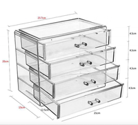 Organisateur de cosmétiques en acrylique transparent empilable à 4 niveaux, boîte de rangement de bureau en plastique avec tiroirs