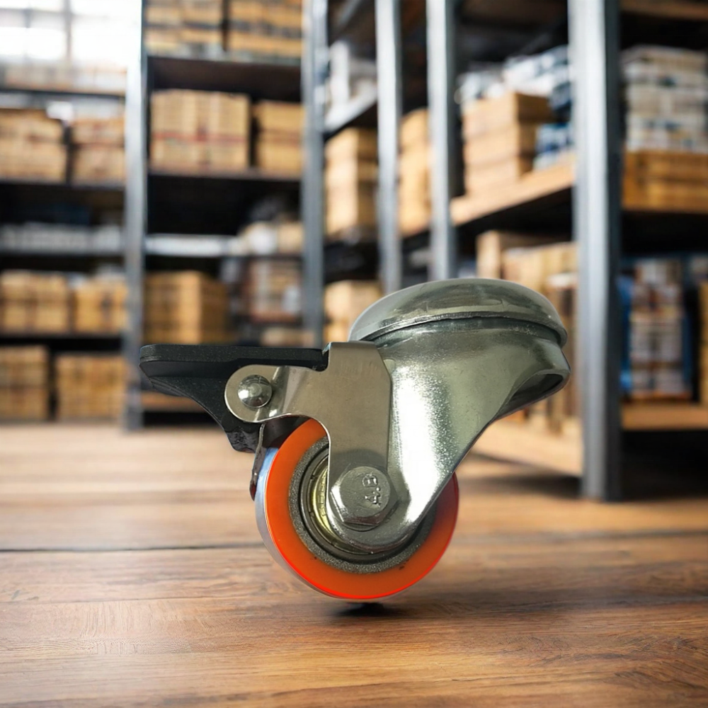 35mm Low Profile High Load 100KG Ball Bearing Small Swivel Plate Caster PU Polyurethane Wheels