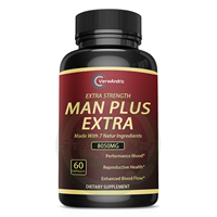 Capsules à base de plantes Man Plus Extra en gros, OEM, 7 ingrédients naturels, unisexe, sans sucre, 60 capsules, santé reproductive, énergie