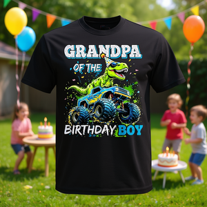 Camiseta de fiesta de dinosaurios Monster Truck para el abuelo del cumpleañero - Product Image 3