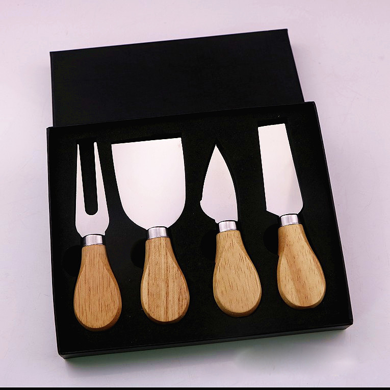 Набор ножей для сыра, из нержавеющей стали, с деревянной бамбуковой ручкой