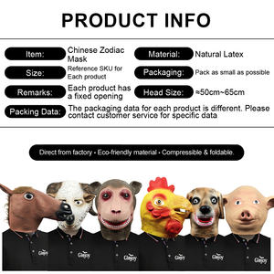 Máscaras de Látex con Cabeza de Animal, Disfraces de los Doce Signos <span class=keywords><strong>del</strong></span> Zodiaco Chino, Accesorios para Halloween, Cosplay, Fiestas, Juegos de Rol Divertidos, Venta al Por Mayor, Personalizadas - Product Image 3