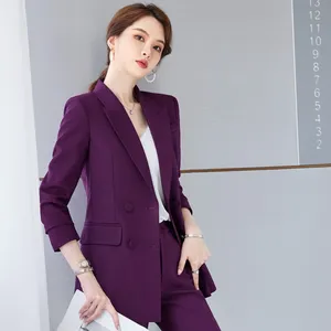 Alta Qualidade Business Suit Escritório das Mulheres Trabalho Terno das Mulheres Terno Formal das Mulheres Jaqueta Calças Two Piece Set & Smoking