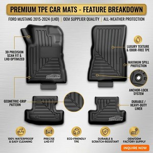 Tapetes de Goma TPE para Auto, para Todo Clima, para Ford Mustang 2015 2016 2017 2018 2019 2020 2021 <span class=keywords><strong>2022</strong></span> 2023 2024 2025, 3D, Inodoros - Product Image 4