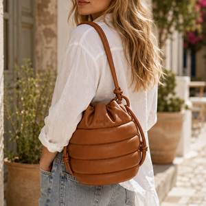 Customized Logo Women PU Leather Bucket Bag Quilted Shoulder <b>Handbag</b> Drawstring Tote Bag Daily Crossbody Purse Fashion Bag - Product Image 2