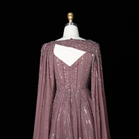 Robe de soirée de luxe Jancember LSZ052 rose poudré 2026 avec cape à sequins scintillants pour bal de promo