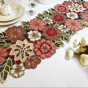 Camino de mesa con cuentas de Jacquard hecho a mano, decoración de primavera Floral Multicolor para mesa de comedor y hogar - Product Image 1