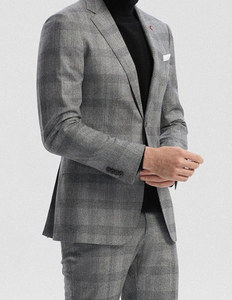 เสื้อทักซิโด้ชาย<span class=keywords><strong>3</strong></span>ชิ้นทรงสลิมฟิตสีเทาผ้าทวีดเสื้อแจ็กเก็ตสูทพร้อมกางเกงและเสื้อกั๊กมาใหม่ - Product Image 2