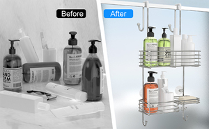 Stainless Steel Anti-Swing Hanging <strong>Shower</strong> <strong>Caddy</strong> <strong>Over</strong> <strong>the</strong> <strong>Door</strong> Bathroom <strong>Shower</strong> <strong>Caddy</strong> Shelf Storage No Drill Easy Installation - Product Image 3