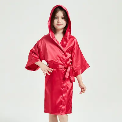SP045 özel toptan çocuklar kapşonlu elbiseler kız erkek çocuk kimono saten bornoz