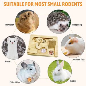 現代的な小動物用採餌玩具 - ウサギ用の隠れおやつ付きインタラクティブ木製嗅覚パズル（退屈解消） - Product Image 4