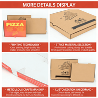 Caja de Embalaje para Pizza con Diseño de Logotipo Personalizado, Caja de Papel Corrugado Marrón para Pizza Grande con Tapa