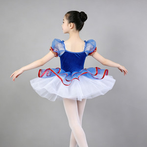 Vestido <span class=keywords><strong>de</strong></span> Ballet con Lentejuelas y Mangas Abullonadas para Niñas, Color Rojo, Azul y Dorado, con Volantes, Traje Clásico <span class=keywords><strong>de</strong></span> <span class=keywords><strong>Bailarina</strong></span> para Competencia - Product Image 2