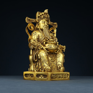 Statue du Dieu de la Richesse en laiton, moulée à la main, décoration d'intérieur, cadeau de pendaison de crémaillère - Product Image 2