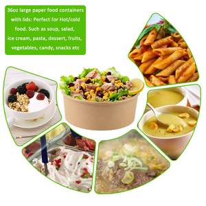 カスタム印刷された360ml-1500mlクラフトペーパーサラダボウル/環境に優しい使い捨てテイクアウェイボウル/食品包装用ラウンドシャドウボウル - Product Image 6