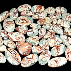 Lot en gros de cabochons en agate Crazy Lace naturelle, pierres précieuses en vrac de haute qualité, à dos plat, 5 kg, formes variées pour la fabrication de bijoux en argent - Product Image 1