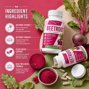 OEM ODM Natural Wellness Formula Clean Nutrition Sports Recovery Support Daily Vitality Vegan Beetroot Capsules <b>Supplement</b> - Product Image 2