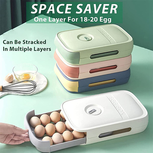 Caja de almacenamiento de huevos de plástico con desplazamiento automático, tapa, cajón de cocina, refrigerador, almacenamiento fresco, <span class=keywords><strong>Material</strong></span> PP, diseño funcional Flexible - Product Image 5