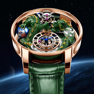 นาฬิกาข้อมือจักรกลผู้ชาย <span class=keywords><strong>Jacob</strong></span> Luxury ดีไซน์ลายมังกรโปร่งใส ระบบอัตโนมัติ กลไกจักรกลมังกรจีน สายหนัง - Product Image 5