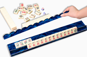 Ensemble de pousseurs magnétiques de mahjong américain en acrylique <span class=keywords><strong>bleu</strong></span> roi brillant de haute qualité de 17,5 pouces, design ondulé pour une gestion des tuiles sans effort - Product Image 5