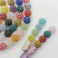 Perles en strass de 16 mm très populaires, perles rondes brillantes effet boule disco, perles fantaisie en cristal scintillant pour la fabrication de stylos, bracelets et bijoux
