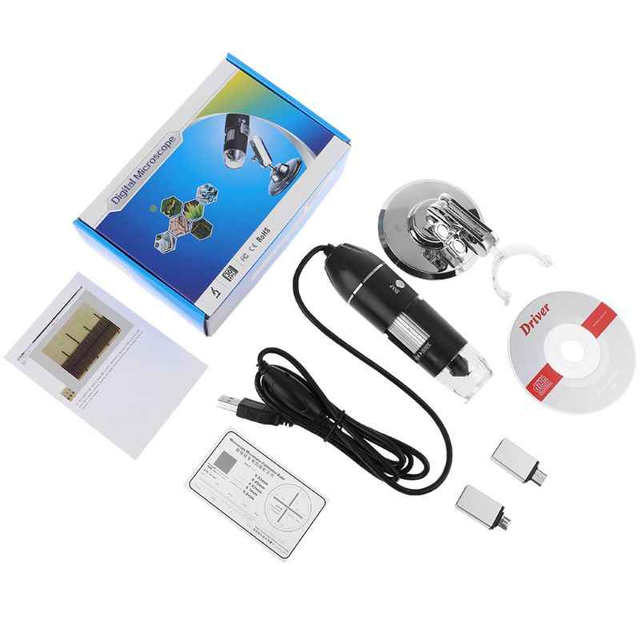 500X USB Digital Microscope Camera Endoscope 8LED Magnifier Equipped With Type-c Adapter