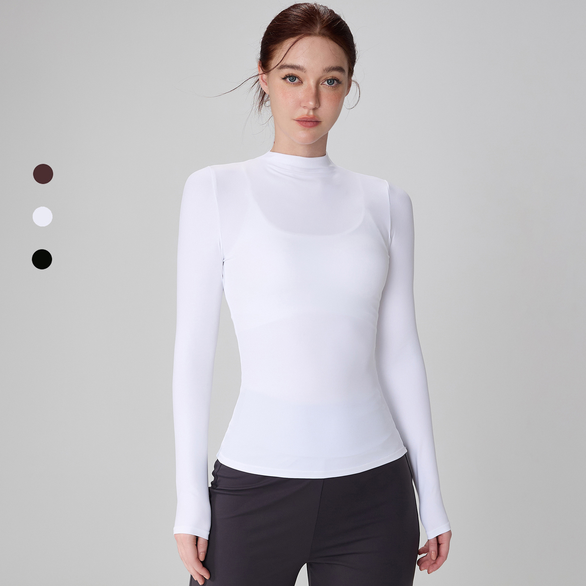 Custom Logo Autumn Winter Running Slim Fit Round Neck Compression Yoga Top Long Sleeve Gym T Shirt Women
