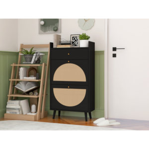 Armario de Ratán Allen de 2 Puertas y 1 Cajón, Zapatero de Doble Capa para Entrada - Product Image 4