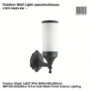 Lámpara de Pared Exterior 1xE27 IP44 95x160x280mm Acabado Negro Mate Iluminación Exterior - Product Image 3