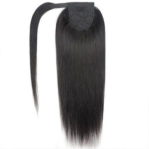 Extension de queue de cheval en cheveux humains Remy malaisiens de 14 à 30 pouces, à clipser, à enrouler, lisse, aspect naturel - Product Image 1