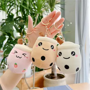 12 cm Cartoon BOBA Leite Tea Cup Plush Keychain Bag Pendurado Pingente Super Soft Boba Recheado Chaveiro Plush Toy Presente de Natal