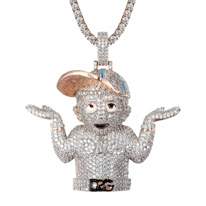 Joyería Luxira al por Mayor, Colgante Hip Hop de Latón con Incrustaciones de Circonitas, Nuevo Diseño Personalizado de Personajes de Dibujos Animados, Chapado en Plata, Engaste de Garra, Moda - Product Image 4