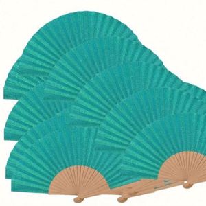Nouveau style, éventail en bois brillant en polyester et coton, couleur unie, 23 cm, promotion pour fêtes - Product Image 1
