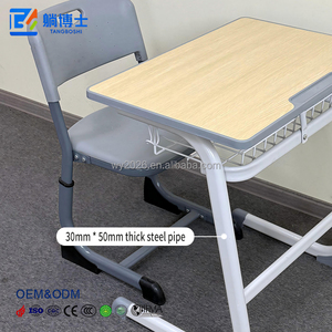 โต๊ะและเก้าอี้รูปตัว C สำหรับครูและนักเรียน พร้อมลิ้นชักโครงเหล็ก - Product Image 4