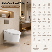 WC intelligent mural allongé avec réservoir intégré, siphon en P, sans limite de pression d'eau, chasse automatique, double chasse, siège chauffant, design compact