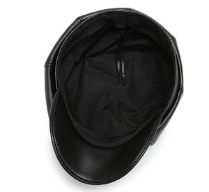 Gorra octogonal de cuero de moda para mujer, gorra de vendedor de periódicos de PU de color sólido informal vintage británico para Otoño e Invierno - Product Image 6