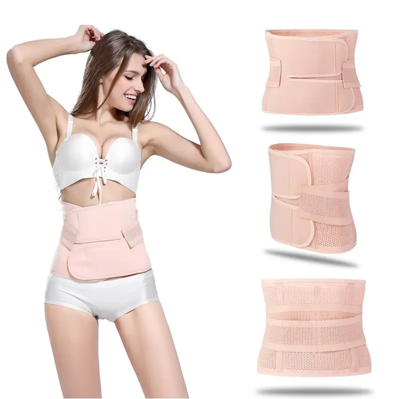 Respirant Taille Minceur 3 en 1 Post-partum Ventre Ceinture Bande Abdominale Élastique Ceinture Post-partum Ventre Wrap Abdominal Binder