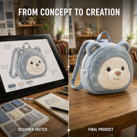 Sac à dos en peluche personnalisé pour enfants avec logo brodé, sac de dessin animé en gros pour cadeau de marque pour enfants