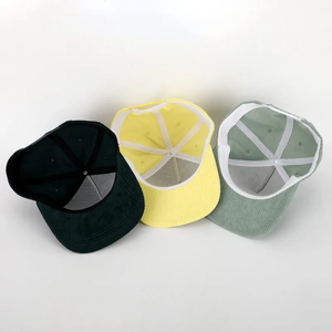 Gorra Snapback de 6 Paneles de Pana, Unisex, Color Sólido, Logotipo Bordado en el Panel Frontal, Gorra Casual para Primavera y Otoño, Talla Adulto - Product Image 3